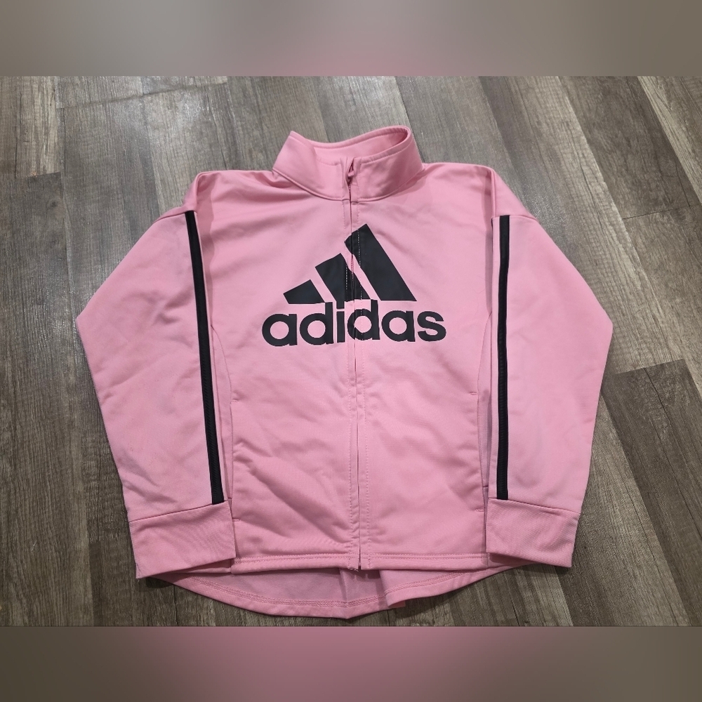 Adidas Kids Girls Track Suit Sweatshirt Jacket Full Zip Pink 6 Extra